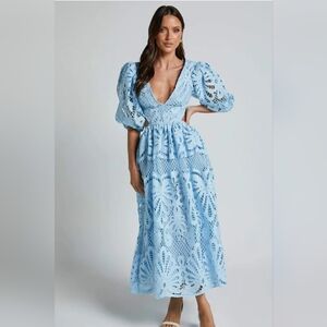 Embroidered cut out midi dress - women's size small